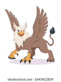 Cute style mythology creature griffin cartoon illustration