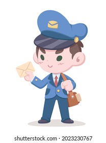 Cute-Style-Postman mit Briefkarikatur