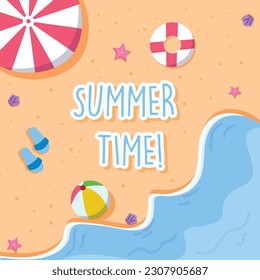Cute style summer beach top view
