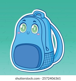 Cute style vector illustration school backpack with happy face