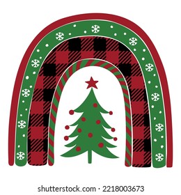 Cute Stylish Christmas Rainbow with Christmas Tree