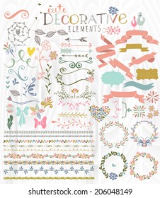 Cute stylish decorative elements vector illustration
