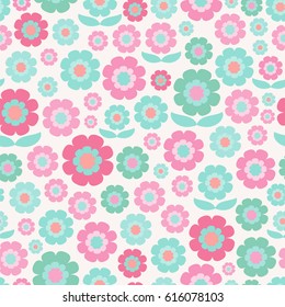 Cute stylish flowers in soft colors. Seamless vector pattern.