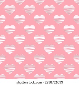 Cute stylish hearts vector seamless pattern in pastel pink color for Valentine's Day