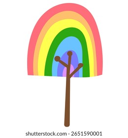 A cute and stylish illustration of a rainbow-shaped tree