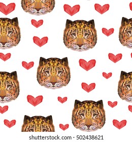Cute stylish  many tiger heads, art, fashion, textile texture