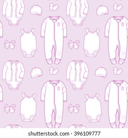 Cute and stylish pattern of clothes for newborns. Bodysuit with long, short sleeves. Suitable Clothing for newborns, posters, children's decor, and a children's holiday, baby shower.