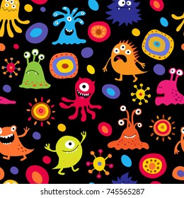 Cute stylish seamless pattern with a decorative monsters