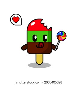 cute stylish three flavor ice cream illustration