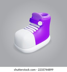 Cute stylized 3D sneaker character vector illustration 3D rendering