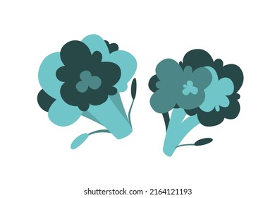 Cute Stylized Broccoli, Healthy Food Isolated On White Background. Flat Vector Cartoon Illustration, Clipart.