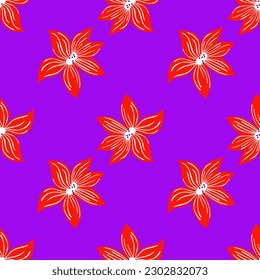 Cute stylized bud flowers background. Abstract flower seamless pattern in simple style. For fabric design, textile print, wrapping paper, cover. Vector illustration