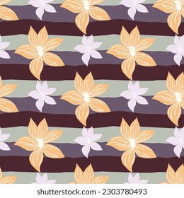 Un bonito fondo estilizado de flores de ciruela. Resumen de un patrón sin fisuras de flores en un estilo sencillo. Para el diseño de tejidos, impresión textil, papel de envoltura, cubierta. Ilustración del vector