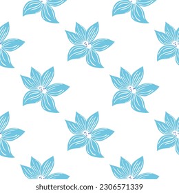 Cute stylized bud flowers background. Abstract flower seamless pattern in simple style. For fabric design, textile print, wrapping paper, cover. Vector illustration