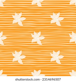 Un bonito fondo estilizado de flores de ciruela. Resumen de un patrón sin fisuras de flores en un estilo sencillo. Para el diseño de tejidos, impresión textil, papel de envoltura, cubierta. Ilustración del vector