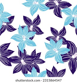 Cute stylized bud flowers background. Abstract flower seamless pattern in simple style. For fabric design, textile print, wrapping paper, cover. Vector illustration