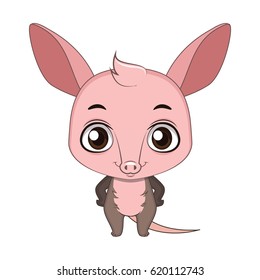 Cute stylized cartoon aardvark illustration ( for fun educational purposes, illustrations etc. )
