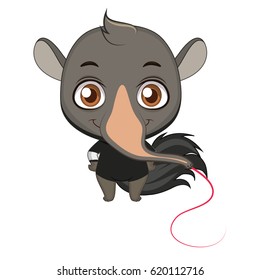 Cute stylized cartoon anteater illustration ( for fun educational purposes, illustrations etc. )