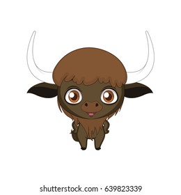 Cute stylized cartoon bison illustration ( for fun educational purposes, illustrations etc. )