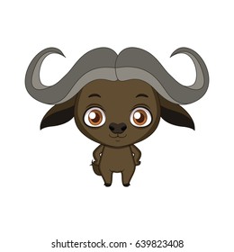 Cute stylized cartoon buffalo illustration ( for fun educational purposes, illustrations etc. )