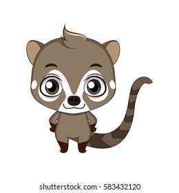 Cute stylized cartoon coati illustration ( for fun educational purposes, illustrations etc. )