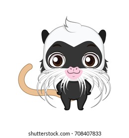 Cute stylized cartoon emperor tamarin illustration ( for fun educational purposes, illustrations etc. )