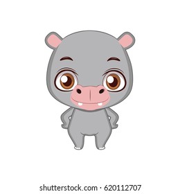 Cute stylized cartoon hippo illustration ( for fun educational purposes, illustrations etc. )