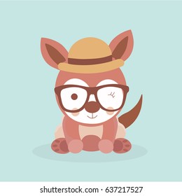 Cute stylized cartoon kangaroo illustration.