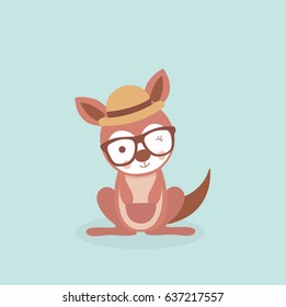 Cute stylized cartoon kangaroo illustration.