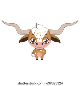 Cute stylized cartoon longhorn illustration ( for fun educational purposes, illustrations etc. )