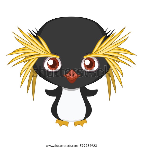 Cute stylized cartoon macaroni penguin illustration ( for fun educational p...