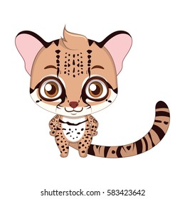 Cute stylized cartoon margay illustration ( for fun educational purposes, illustrations etc. )