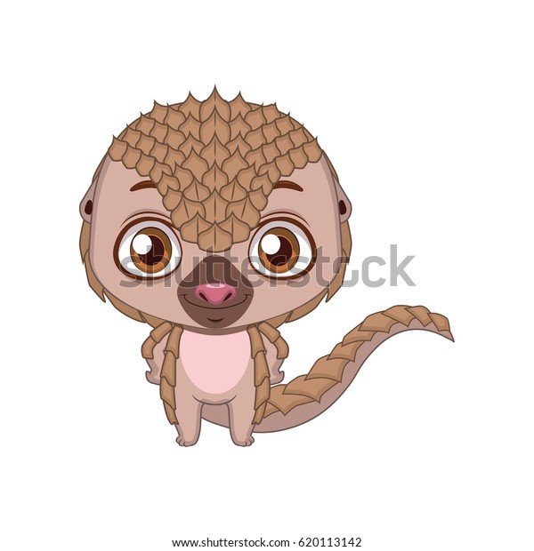 Cute Stylized Cartoon Pangolin Illustration Fun Stock Vector (Royalty