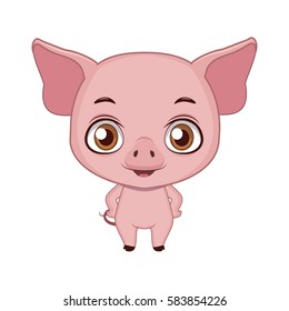 Cute stylized cartoon pig illustration ( for fun educational purposes, illustrations etc. )
