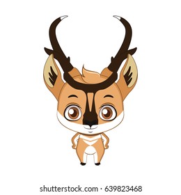 Cute stylized cartoon pronghorn illustration ( for fun educational purposes, illustrations etc. )