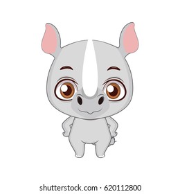 Cute stylized cartoon rhino illustration ( for fun educational purposes, illustrations etc. )