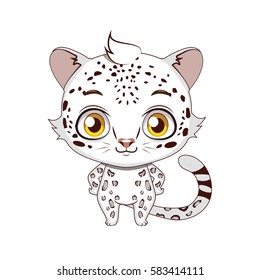 Cute stylized cartoon snow leopard illustration ( for fun educational purposes, illustrations etc. )