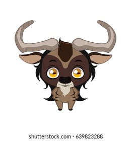 Cute stylized cartoon wildebeest ( gnu ) illustration ( for fun educational purposes, illustrations etc. )