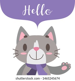 Cute stylized cat with speech bubble