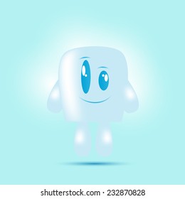 Cute Stylized Character Toy Happy Face with Big Eyes in Pastel Colours Vector