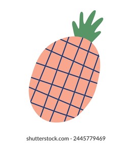 Cute stylized checkered pineapple. Isolated vector illustration for your design