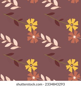 Cute stylized ditsy flower seamless pattern. Decorative naive botanical backdrop. Design for fabric, textile print, wrapping paper, cover, poster. Vector illustration