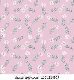 Cute stylized ditsy flower seamless pattern. Decorative naive botanical backdrop. Design for fabric, textile print, wrapping paper, cover, poster. Vector illustration