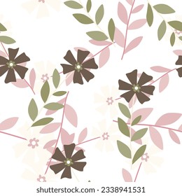 Cute stylized ditsy flower seamless pattern. Decorative naive botanical backdrop. Design for fabric, textile print, wrapping paper, cover, poster. Vector illustration