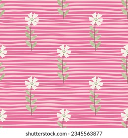 Cute stylized ditsy flower seamless pattern. Decorative naive botanical backdrop. Design for fabric, textile print, wrapping paper, cover, poster. Vector illustration