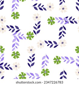 Cute stylized ditsy flower seamless pattern. Decorative naive botanical backdrop. Design for fabric, textile print, wrapping paper, cover, poster. Vector illustration