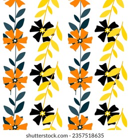Cute stylized ditsy flower seamless pattern. Decorative naive botanical backdrop. Design for fabric, textile print, wrapping paper, cover, poster. Vector illustration