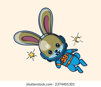 Cute stylized floating astronaut vector illustration. Science Icon Concept. Isolated Premium Vector. Flat Cartoon Style