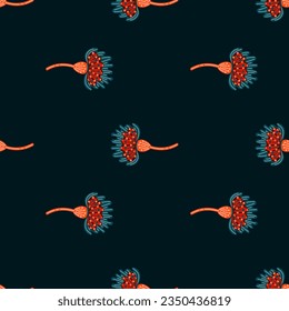 Cute stylized flower seamless pattern. Decorative naive botanical background. For fabric design, textile print, wrapping paper, cover. Vector illustration