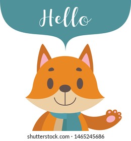 Cute stylized fox with speech bubble